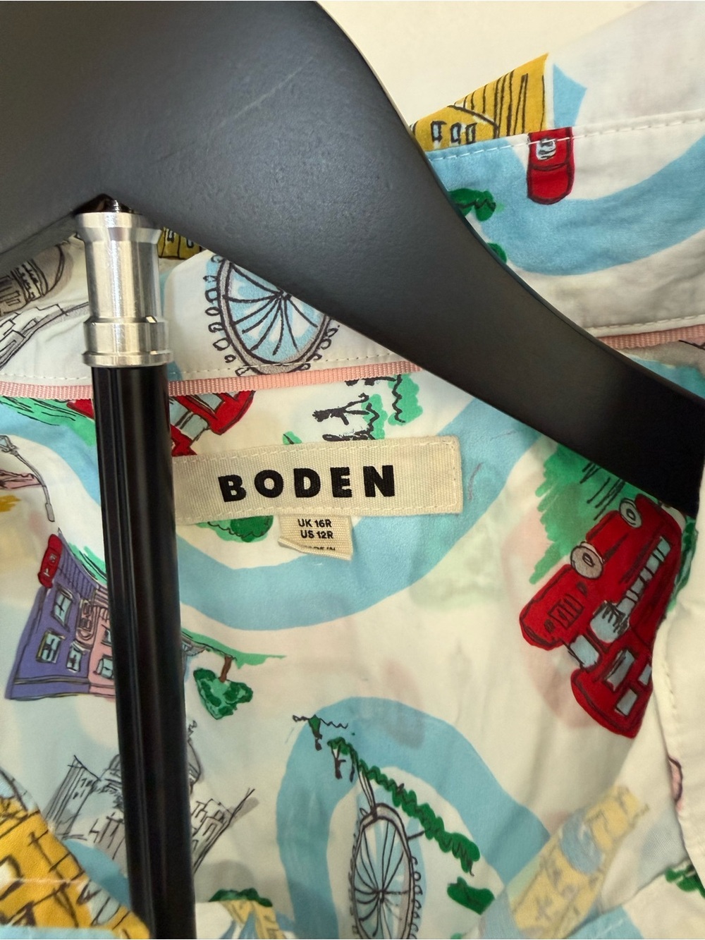 Boden White Illustrated Cityscape Button-Down Shirt with Multicolor Print - Picture 2 of 3